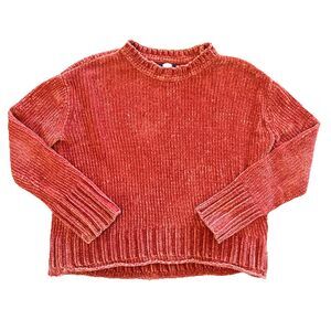 Aeropostale 90s Style Women's Rust Orange Chenille Knit Sweater Boxy Crop Size S